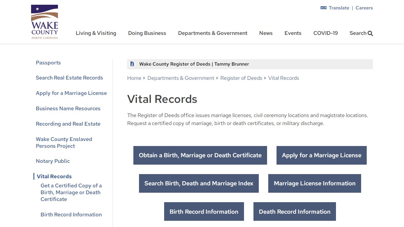 Vital Records | Wake County Government