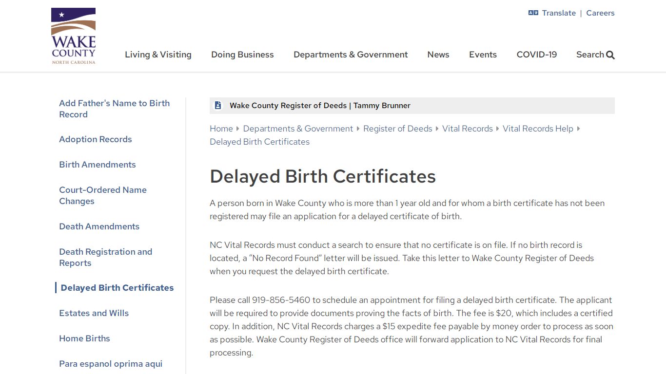 Delayed Birth Certificates | Wake County Government