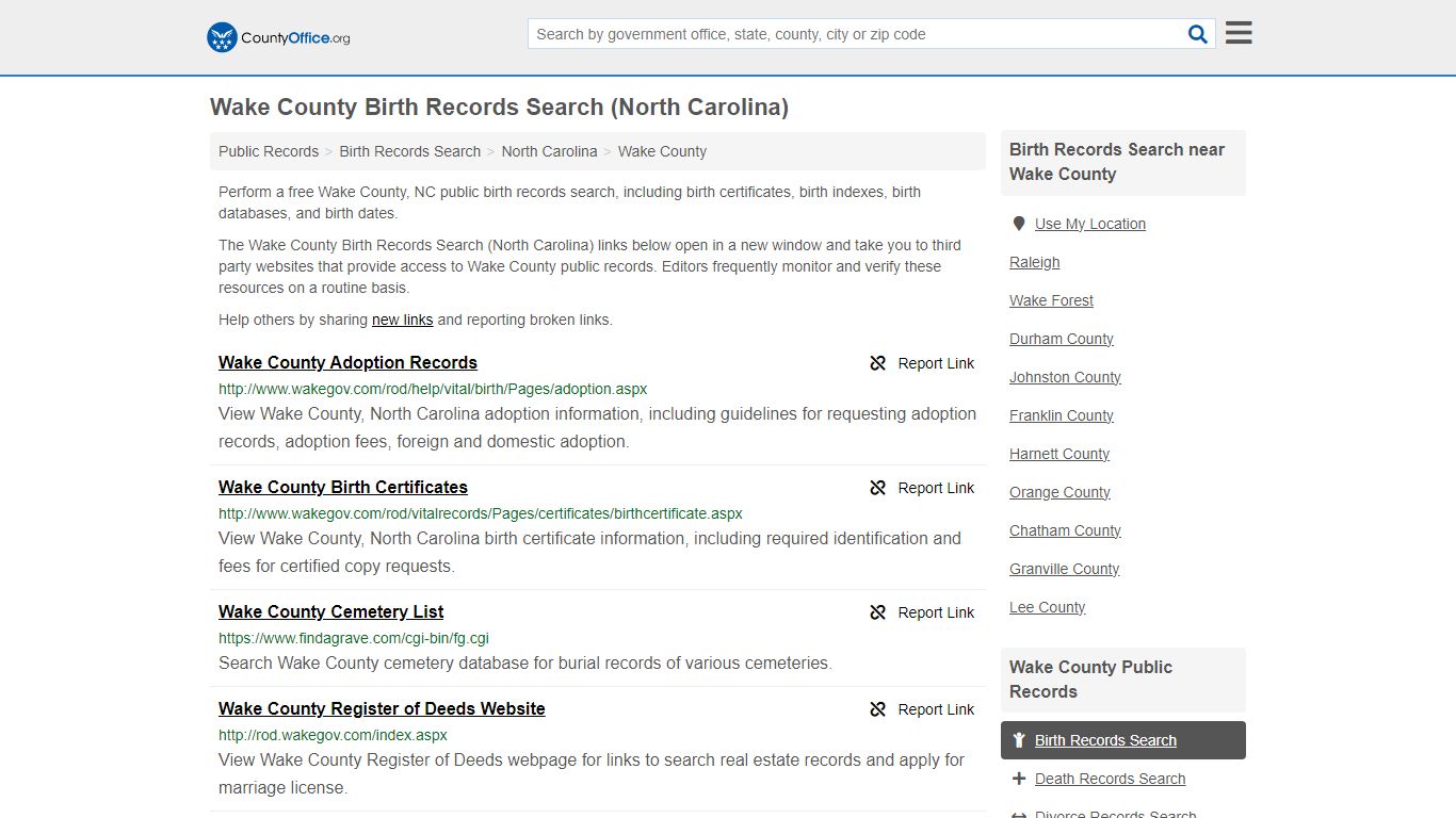 Birth Records Search - Wake County, NC (Birth Certificates & Databases)